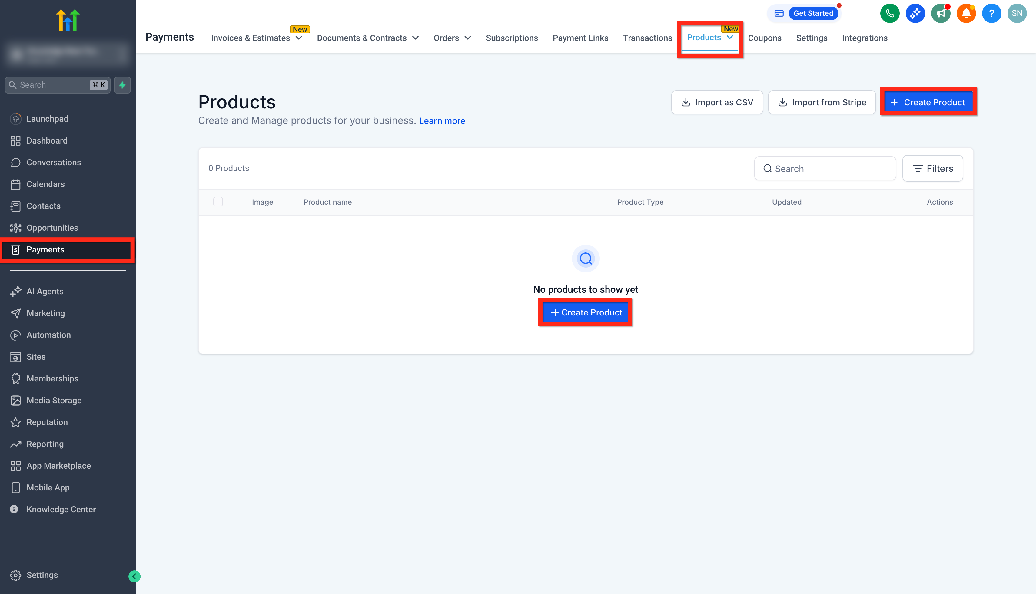 Payments > Products: use Create Product to start. Source [1].