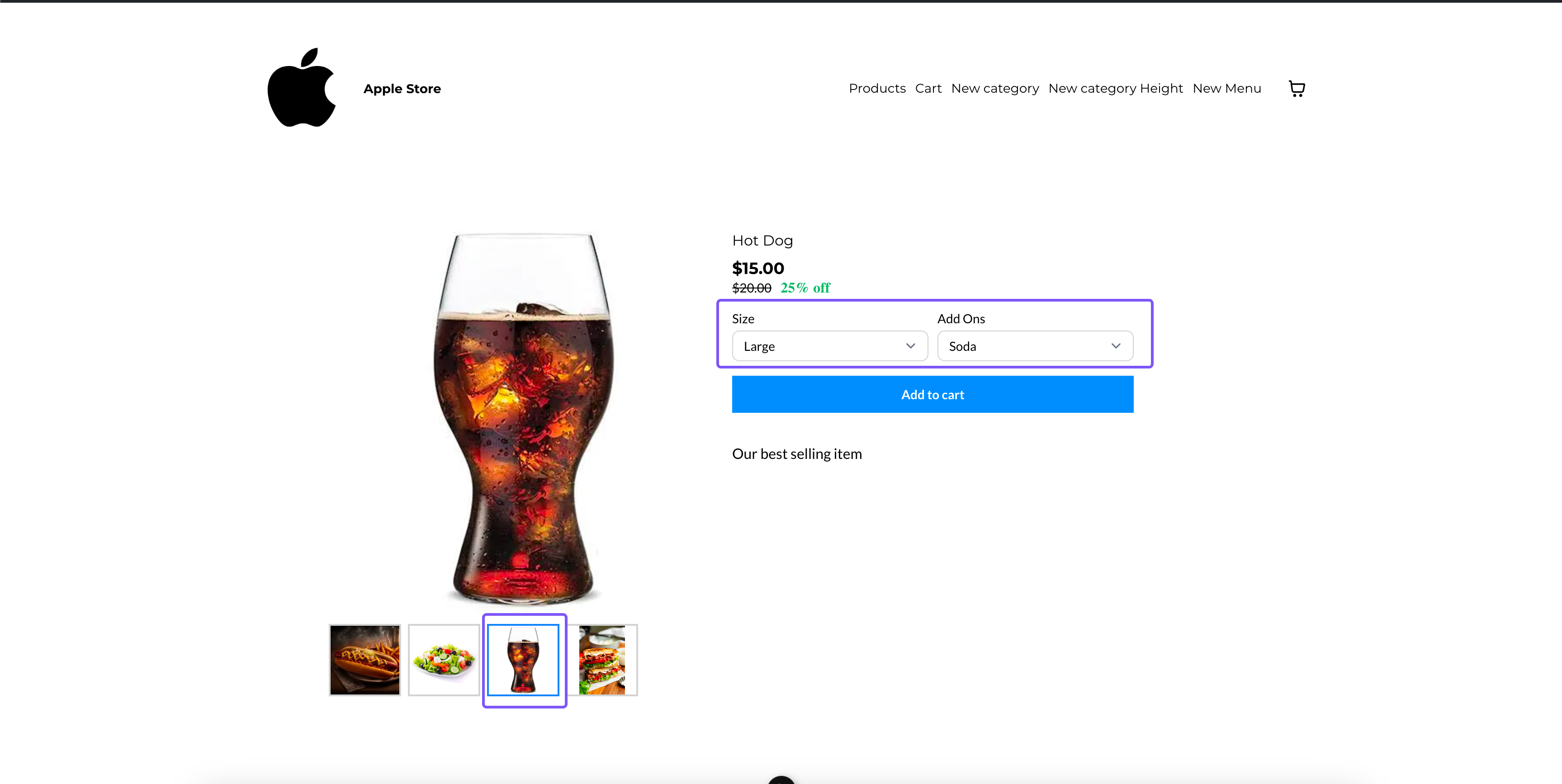 The customer’s selected variant can display its associated image. Source [7].