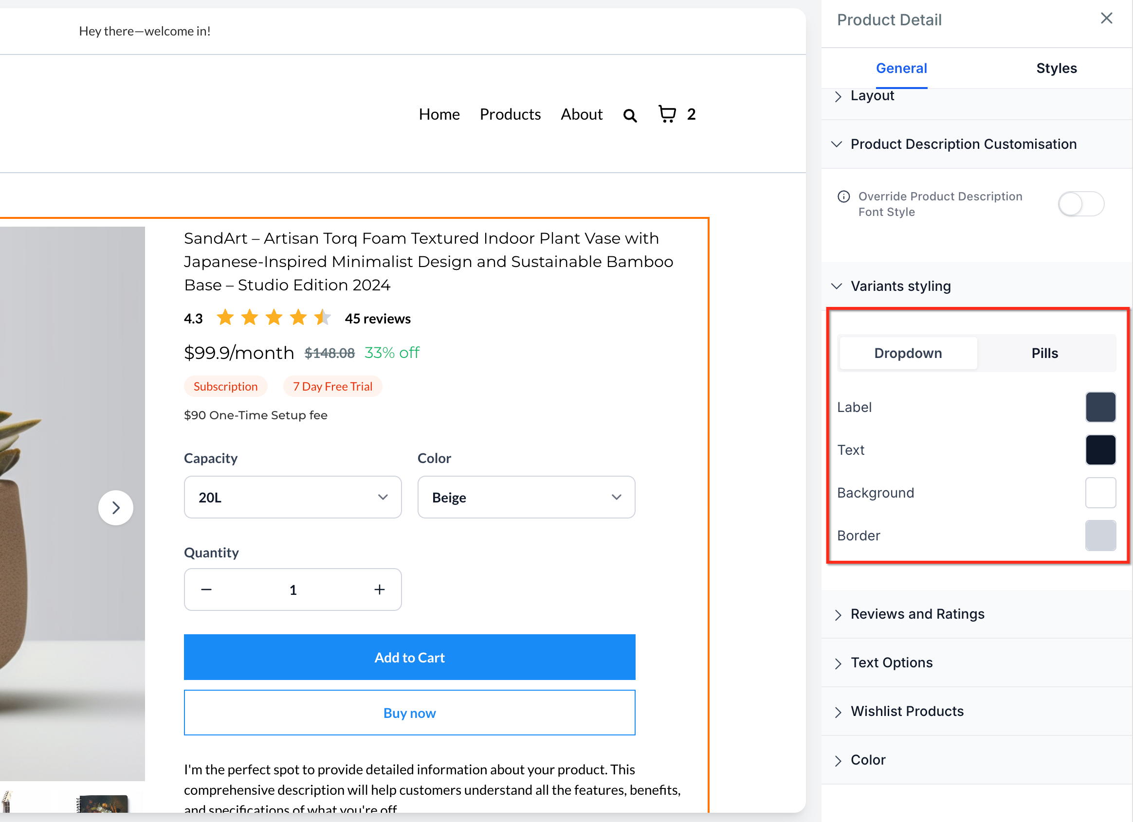 Dropdown displays product options in compact menus. Source [8].