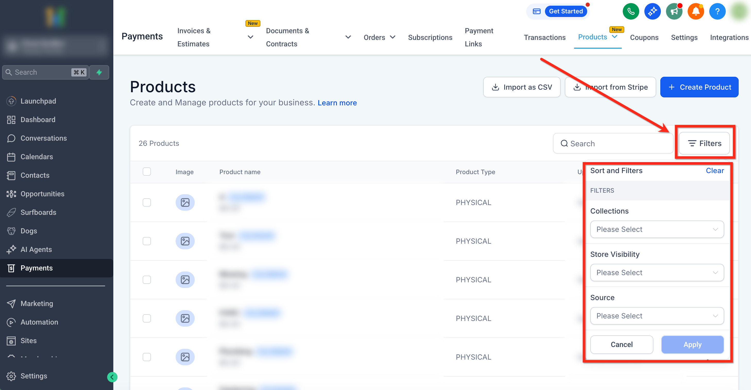 Use product filters before applying a bulk action. Source [10].