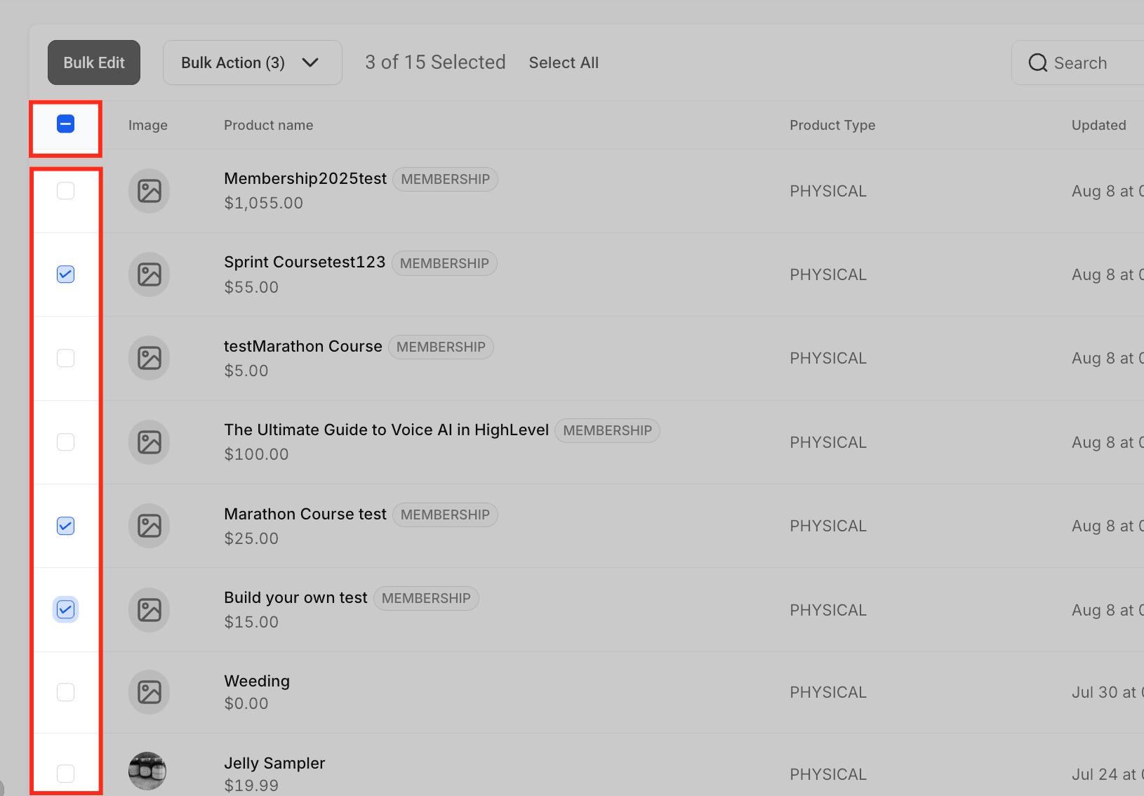 Select the products you want to edit. Source [11].