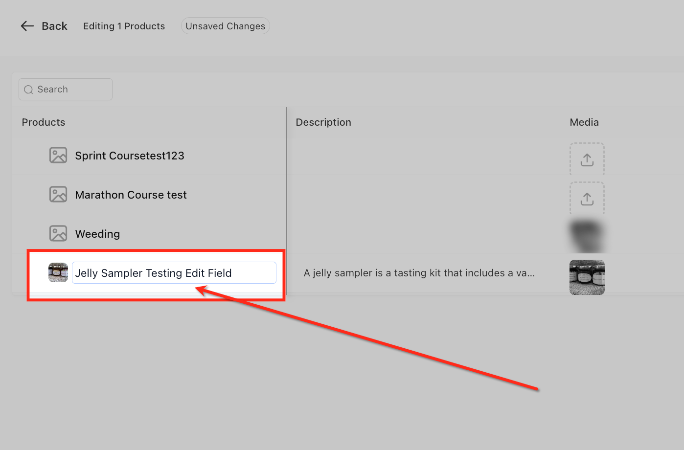 Edit a product field directly in the grid. Source [11].