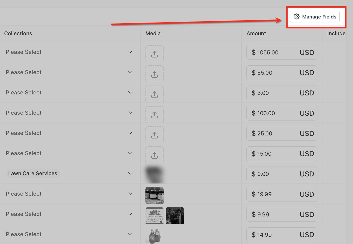 Open Manage Fields to choose visible attributes. Source [11].