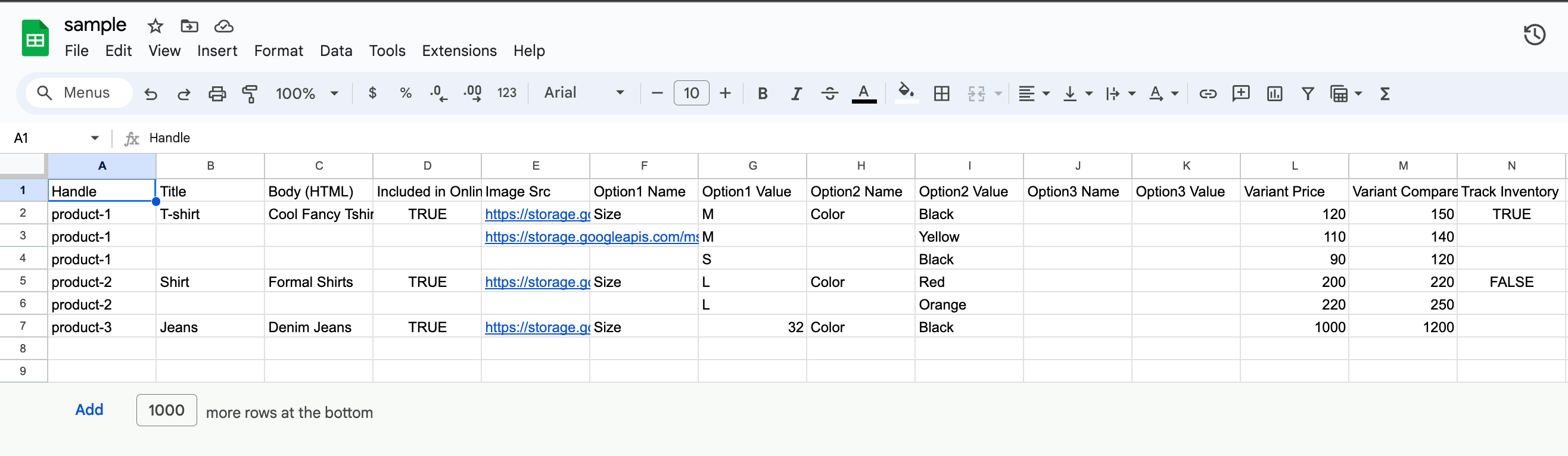 Use the sample’s exact column structure, including variant fields. Source [12].
