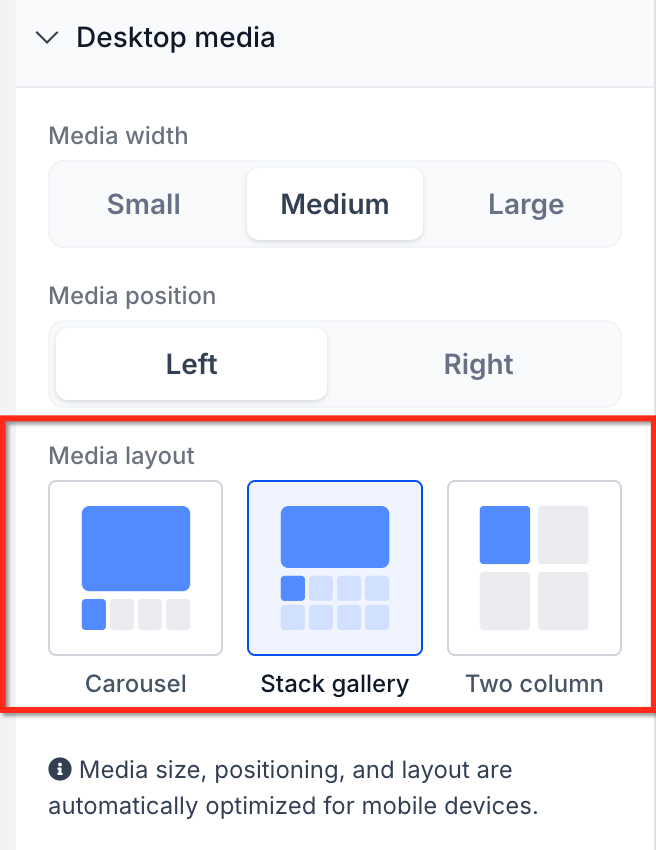 A closer view of the available gallery layouts. Source [17].
