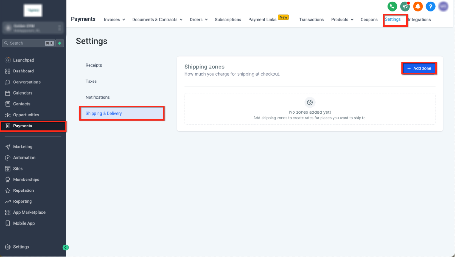 Open Shipping & Delivery to manage shipping zones. Source [18].